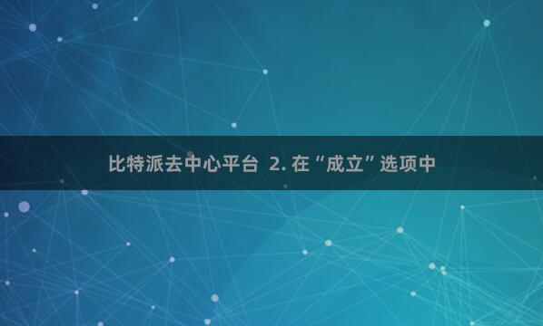 比特派去中心平台  2. 在“成立”选项中